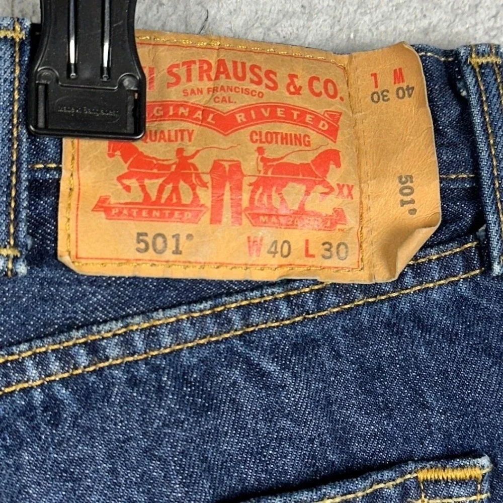 Levis 501 Jeans Men 40X30 Blue Original Fit Straight Leg Dark Wash Red Tab Denim